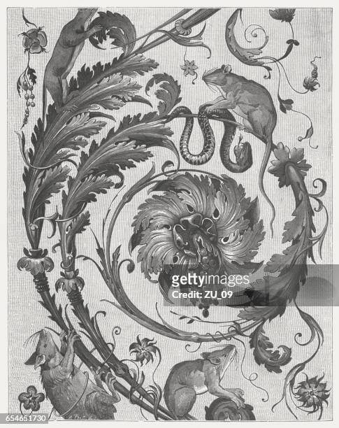 bildbanksillustrationer, clip art samt tecknat material och ikoner med arabesker, målad (c.1519) av raphael och elever, vatikanen, publicerad 1884 - acanthus leaf