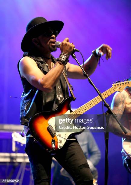 Musician Andre Cymone performs onstage at the Prince Tribute Concert during 2017 SXSW Conference and Festivals at Lady Bird Lake on March 17, 2017 in...