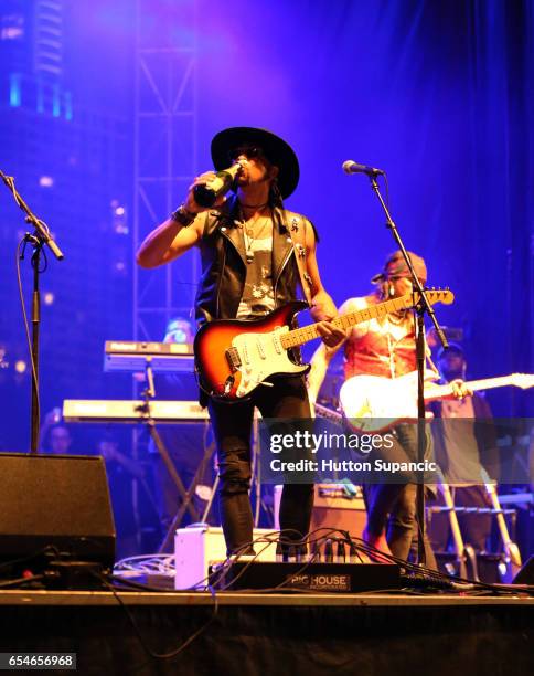 Musician Andre Cymone performs onstage at the Prince Tribute Concert during 2017 SXSW Conference and Festivals at Lady Bird Lake on March 17, 2017 in...