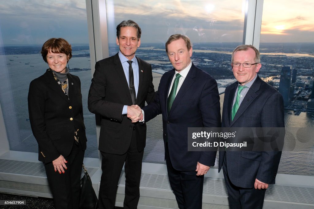 Ireland Taoiseach Enda Kenny Flips Ceremonial Switch To Light Buildings Green Throughout New York City