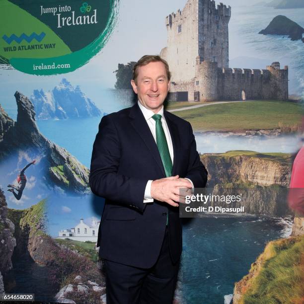 Irish Prime Minister Enda Kenny attends as Tourism Ireland marks its St. Patrick's Day Global Greening Initiative at One World Observatory on March...