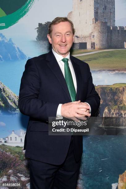 Irish Prime Minister Enda Kenny attends as Tourism Ireland marks its St. Patrick's Day Global Greening Initiative at One World Observatory on March...
