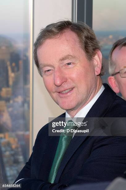 Irish Prime Minister Enda Kenny attends as Tourism Ireland marks its St. Patrick's Day Global Greening Initiative at One World Observatory on March...