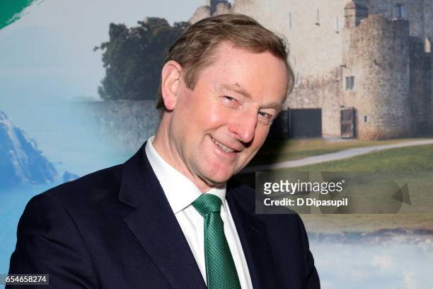 Irish Prime Minister Enda Kenny attends as Tourism Ireland marks its St. Patrick's Day Global Greening Initiative at One World Observatory on March...