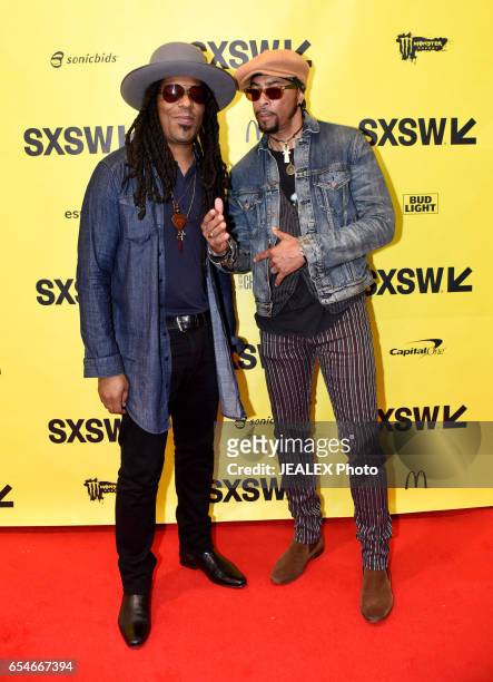 Musician Sharief Hobley and musician Andre Cymone attend 'Birth of a Purple Nation' during 2017 SXSW Conference and Festivals at Austin Convention...