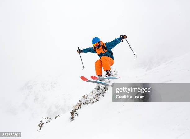 skier jumping - skier jumping stock pictures, royalty-free photos & images