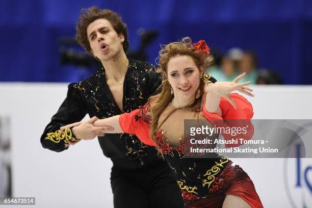 Angelique Abachkina and Louis Thauron of France compete in the Junior Ice Dance Free Dance during the 4th day of the World Junior Figure Skating...
