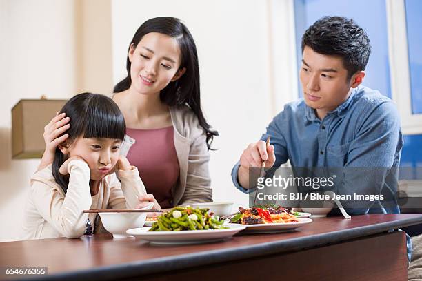 little girl refusing to have lunch - picky eater stock pictures, royalty-free photos & images