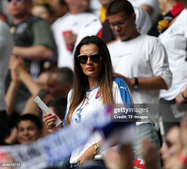 An Slovakia fan looks on during the UEFA EURO 2016 round of 16 match between Germany and Slovakia at Stade Pierre-Mauroy on June 26, 2016 in Lille,...