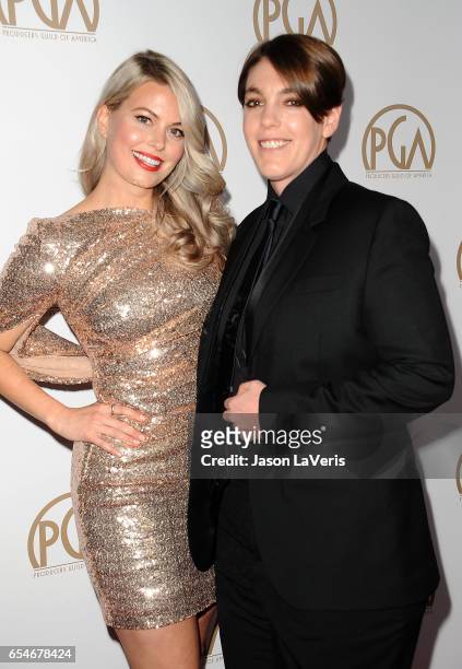 Director Drew Denny and producer Megan Ellison attend the 28th annual Producers Guild Awards at The Beverly Hilton Hotel on January 28, 2017 in...