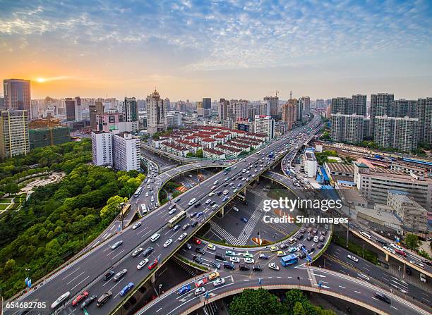 the view of shanghai elevated  - penetrating stock pictures, royalty-free photos & images