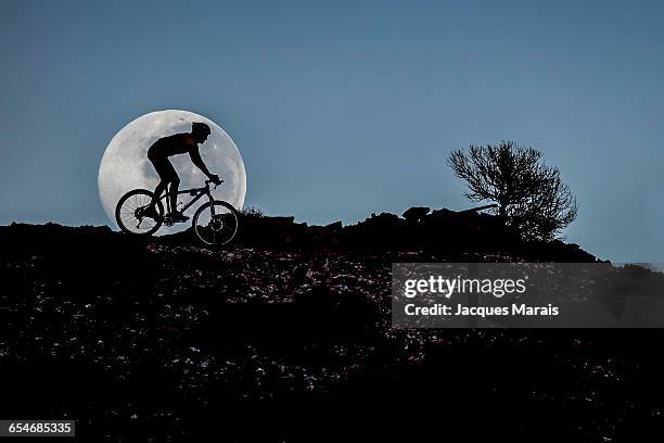 man mountain biking, richtersveld transfrontier park, namibia, south africa - south namibia stock pictures, royalty-free photos & images