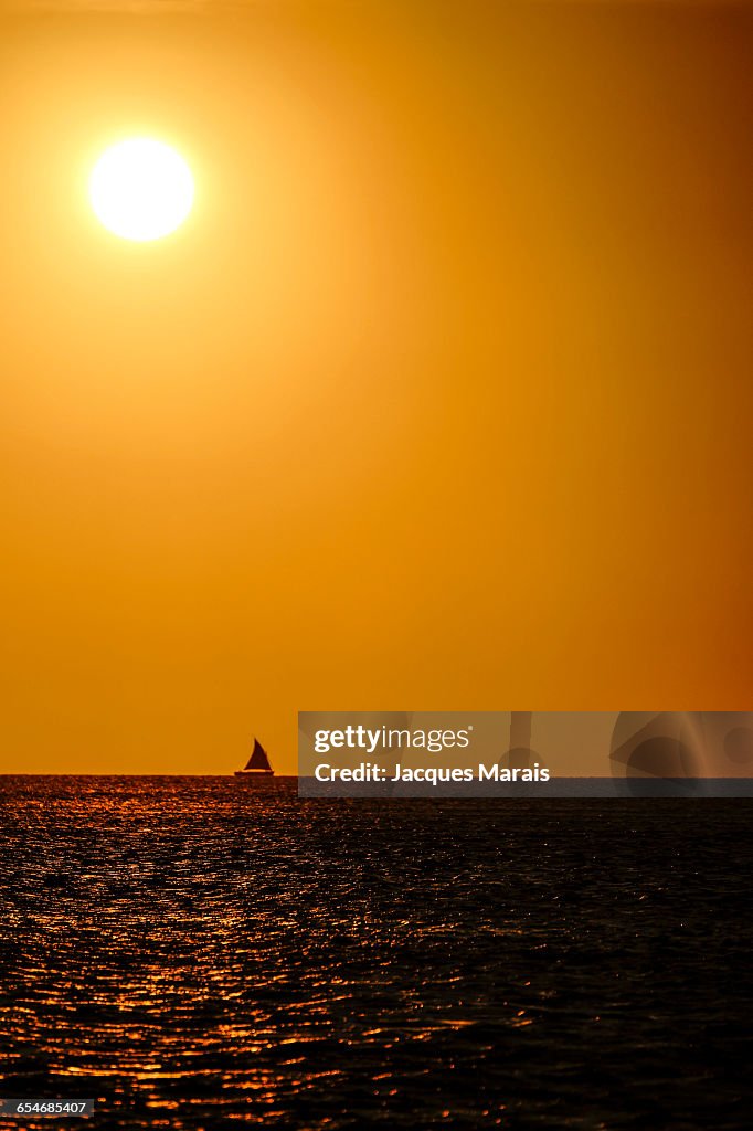 A sailboat at sunset, Maputo, Mozambique, Africa