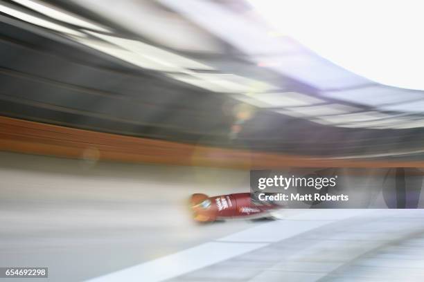 Christin Senkel and Ann-Christin of Germany compete in the Women's Bobsleigh during the BMW IBSF World Cup Bob & Skeleton PyeongChang Presented by...