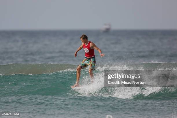 Blake Michael surfing in the log final during 2017 Salt Circus on March 18, 2017 in Mount Maunganui, New Zealand.