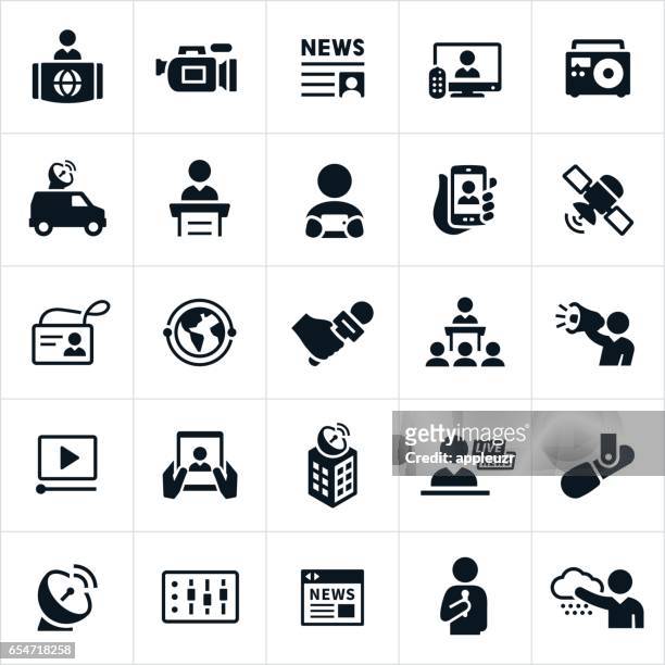 ilustrações de stock, clip art, desenhos animados e ícones de news media icons - pressroom