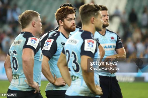 Andrew Kellaway of the Waratahs looks dejected after defeat during the round four Super Rugby match between the Waratahs and the Brumbies at Allianz...