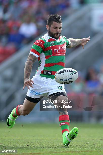 Adam Reynolds of the Rabbitohs in action during the round three NRL match between the Newcastle Knights and the South Sydney Rabbitohs at McDonald...