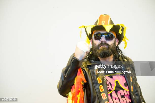 Randy Savage cosplayer during the MCM Birmingham Comic Con at NEC Arena on March 18, 2017 in Birmingham, England.