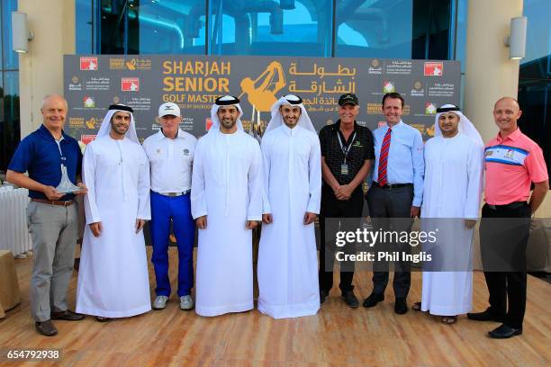Dignatories Group photograph L to R John Mills, HE Marwan bin Jassim Al Sarkal, Chris Williams of South Africa, Sheikh Sultan bin Ahmed Al Qasimi,...