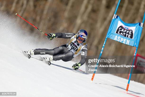 Alexis Pinturault of France competes during the Audi FIS Alpine Ski World Cup Finals Women's Slalom and Men's Giant Slalom on March 18, 2017 in...