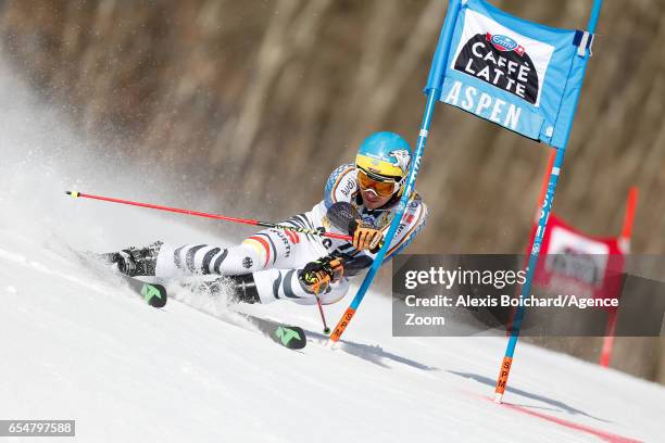 Felix Neureuther of Germany competes during the Audi FIS Alpine Ski World Cup Finals Women's Slalom and Men's Giant Slalom on March 18, 2017 in...