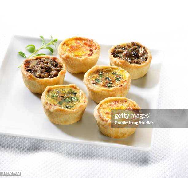 mini quiches - mini quiche stock pictures, royalty-free photos & images