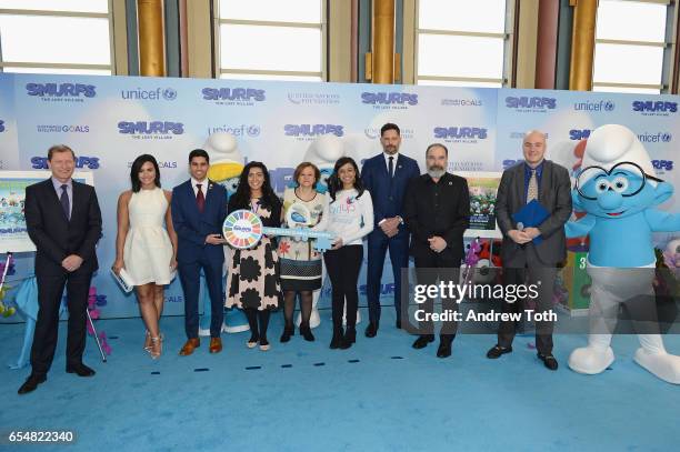 Belgian Ambassador to the UN Marc Pecsteen de Buytswerve, Demi Lovato, Karan Jerath, Noor Samee, Under-Secretary-General for Communications and...