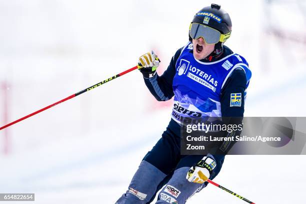 Victor Oehling Norberg of Sweden wins the gold medal during the FIS Freestyle Ski & Snowboard World Championships Ski Cross on March 18, 2017 in...