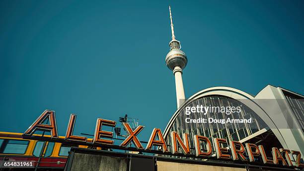 berliner fernsehturm or tv tower - television tower berlin stock-fotos und bilder