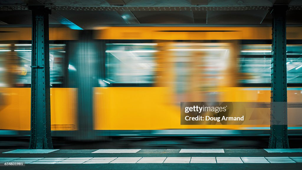 Speeding train on Berlin subway