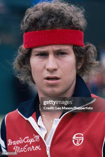 American tennis player John McEnroe posed during competition in the 1979 Davis Cup Americas Zone tournament in the United States in 1979.