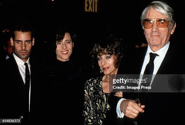 Tony Peck, Cecilia Peck, Veronique Peck and Gregory Peck circa 1989 in New York City.