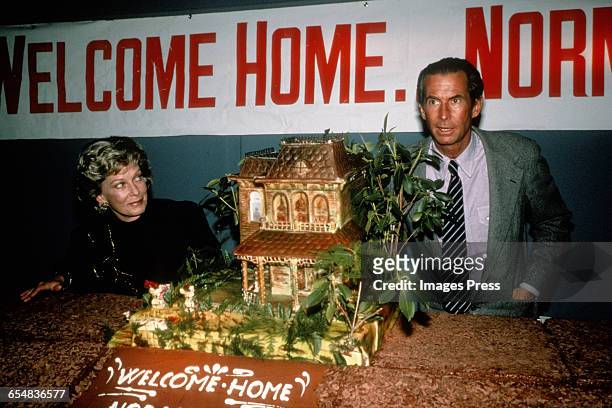 Anthony Perkins and co-star Vera Miles circa 1983 in New York City.
