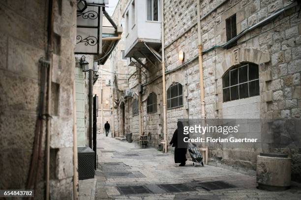 Street scene in the old town of Jerusalem on March 14, 2017 in Jerusalem, Israel.