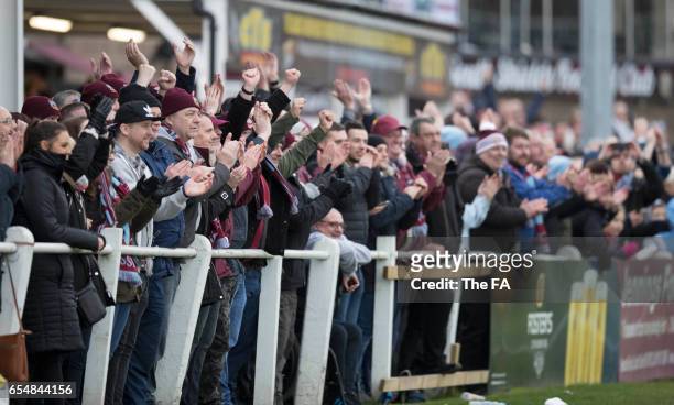 South Shields fans celebrate during the South Shields v Coleshill: FA Vase Semi-Final, Second Leg on March 18, 2017 in South Shields, England.