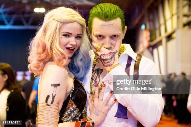 Harley Quinn and The Joker during the MCM Birmingham Comic Con at NEC Arena on March 18, 2017 in Birmingham, England.