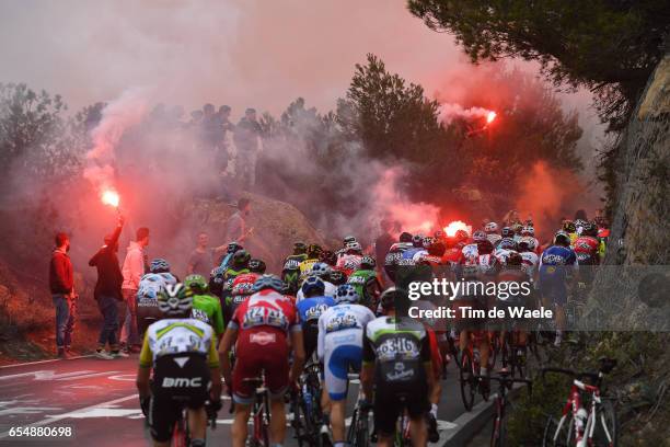 108th Milan-Sanremo 2017 Landscape / Peloton / Fans / Public / Smoke / Capo Berta Milano - Sanremo / ©Tim De Waele