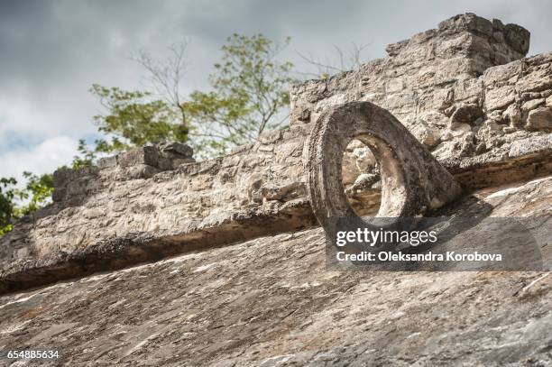 stone ring for a maya ball game pitz. - coba stock pictures, royalty-free photos & images