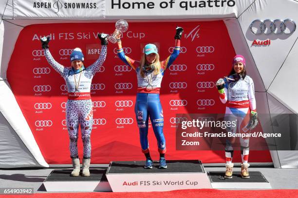 Mikaela Shiffrin of USA wins the globe in the overall standings, Veronika Velez Zuzulova of Slovakia takes 2nd place in the overall standings, Wendy...