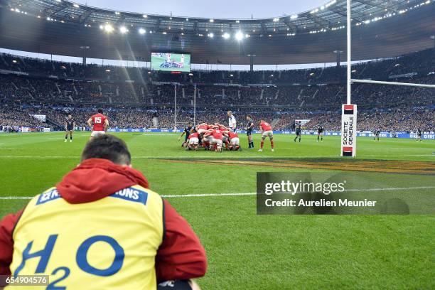General view of team Wales during the RBS Six Nations match between France and Wales at Stade de France on March 18, 2017 in Paris, France.