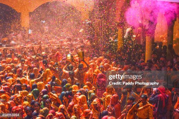huranga holi, baldeo temple, mathura - happy holi image stock pictures, royalty-free photos & images