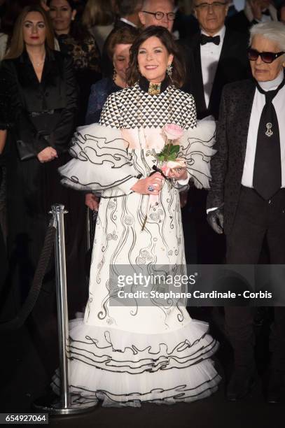 Princess Caroline of Hanover attends the Rose Ball 2017 To Benefit The Princess Grace Foundation at Sporting Monte-Carlo on March 18, 2017 in...