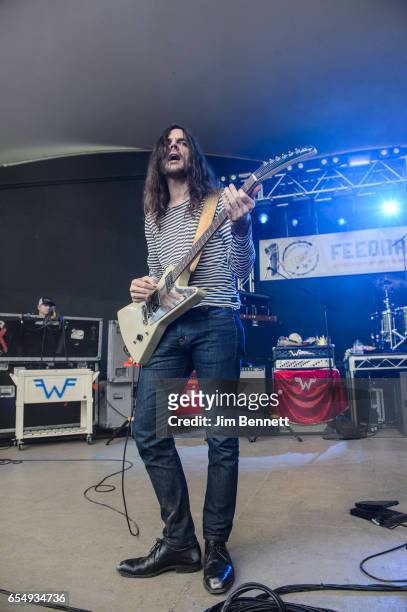 Brian Bell of Weezer performs live at Rachael Ray's Feedback party during SxSW at Stubb's BBQ on March 18, 2017 in Austin, Texas.