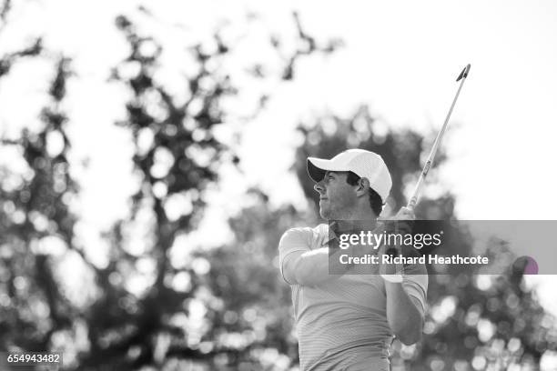 Rory McIlroy of Northern Ireland plays his shot from the second tee during the third round of the Arnold Palmer Invitational Presented By MasterCard...