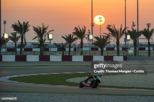 Sam Lowes of Great Britain riding for Aprilia Racing Team Gresini during the final MotoGP winter test at Losail International Circuit on March 10,...