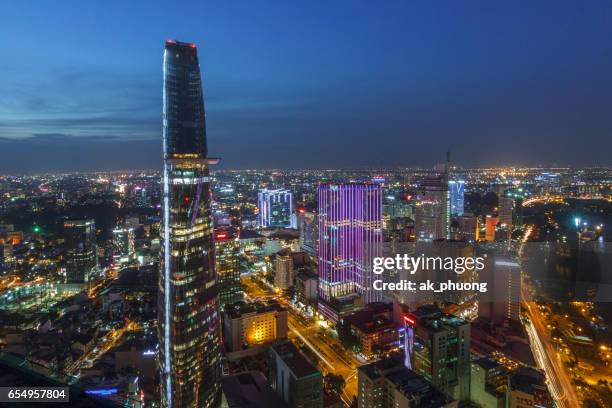 aerial view of saigon-hochiminh city vietnam - modern vietnam imagens e fotografias de stock