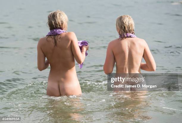 Swimmers taking part in the "Sydney Skinny" on March 19, 2017 in Sydney, Australia. The annual nude swim event encourages swimmers to raise money for...