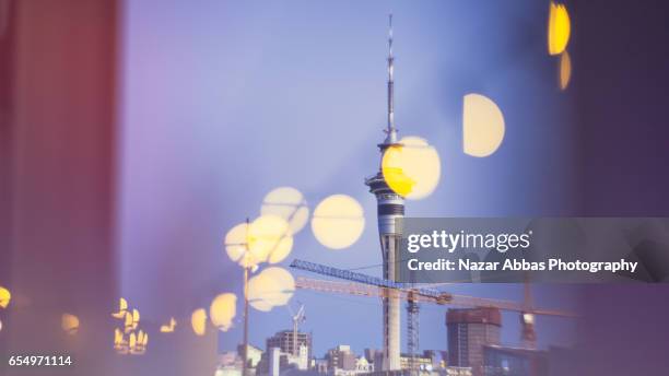 auckland city lights. - auckland light path stock pictures, royalty-free photos & images