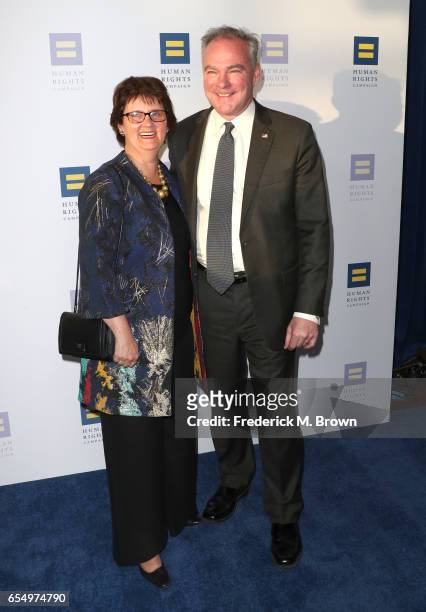 Senator Tim Kaine and Anne Holton at The Human Rights Campaign 2017 Los Angeles Gala Dinner at JW Marriott Los Angeles at L.A. LIVE on March 18, 2017...